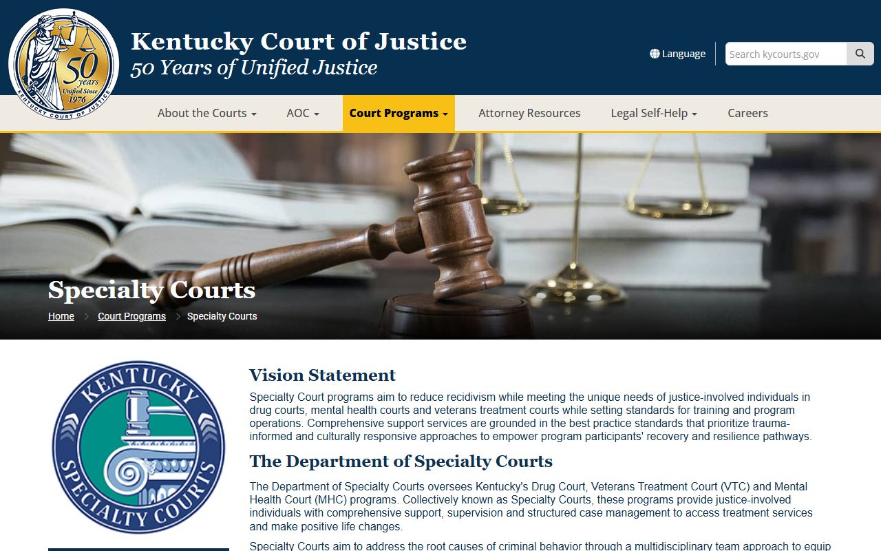 Anderson County court dockets Kentucky Specialty Courts overview