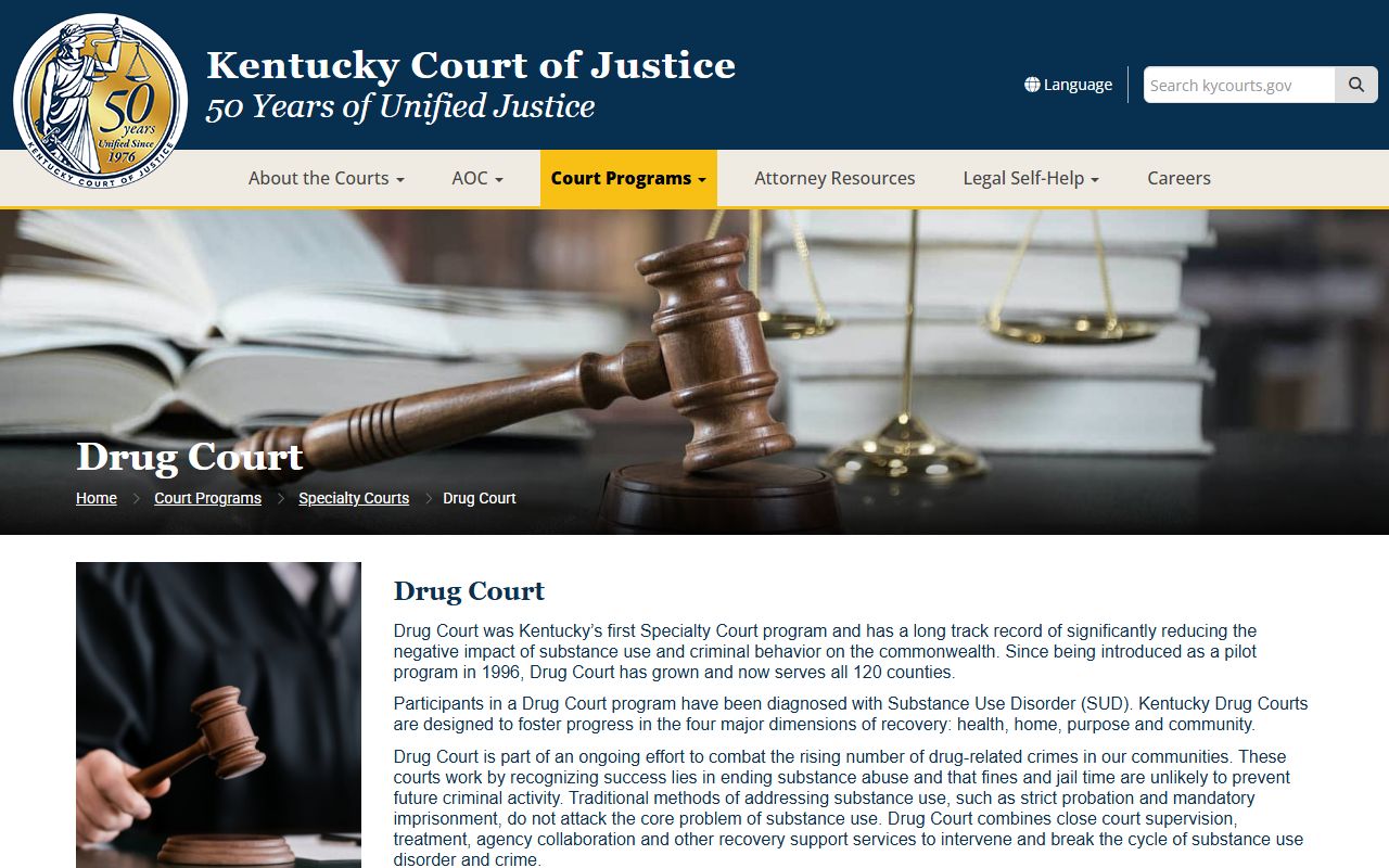 Anderson County court dockets Kentucky Drug Court program