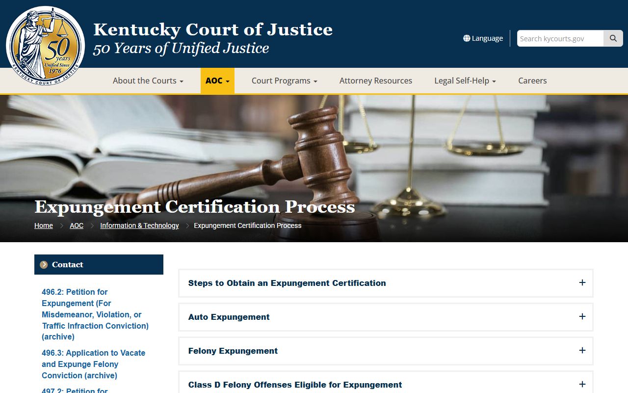 Anderson County court records expungement certification process