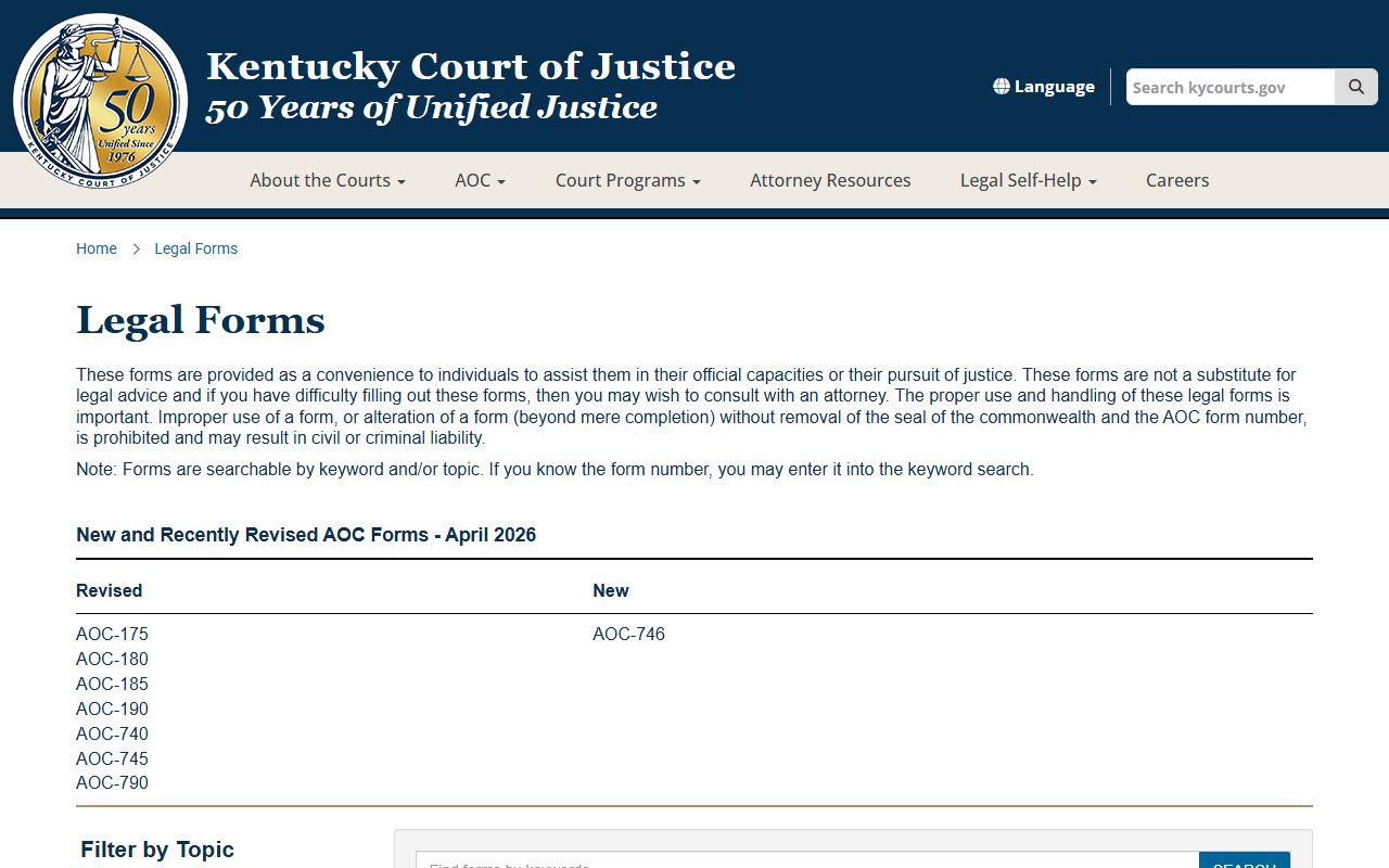 Anderson County court records Kentucky legal forms index