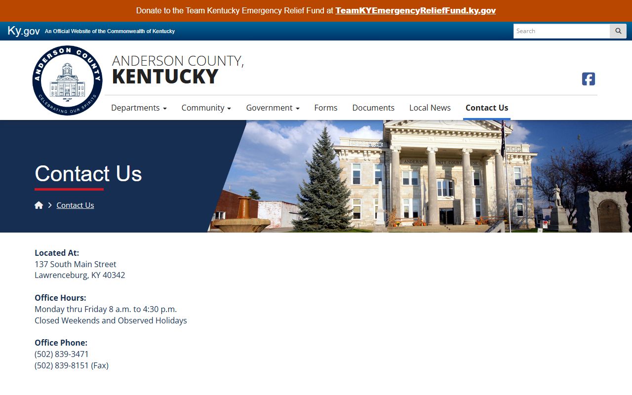 Anderson County court records fiscal court contact page