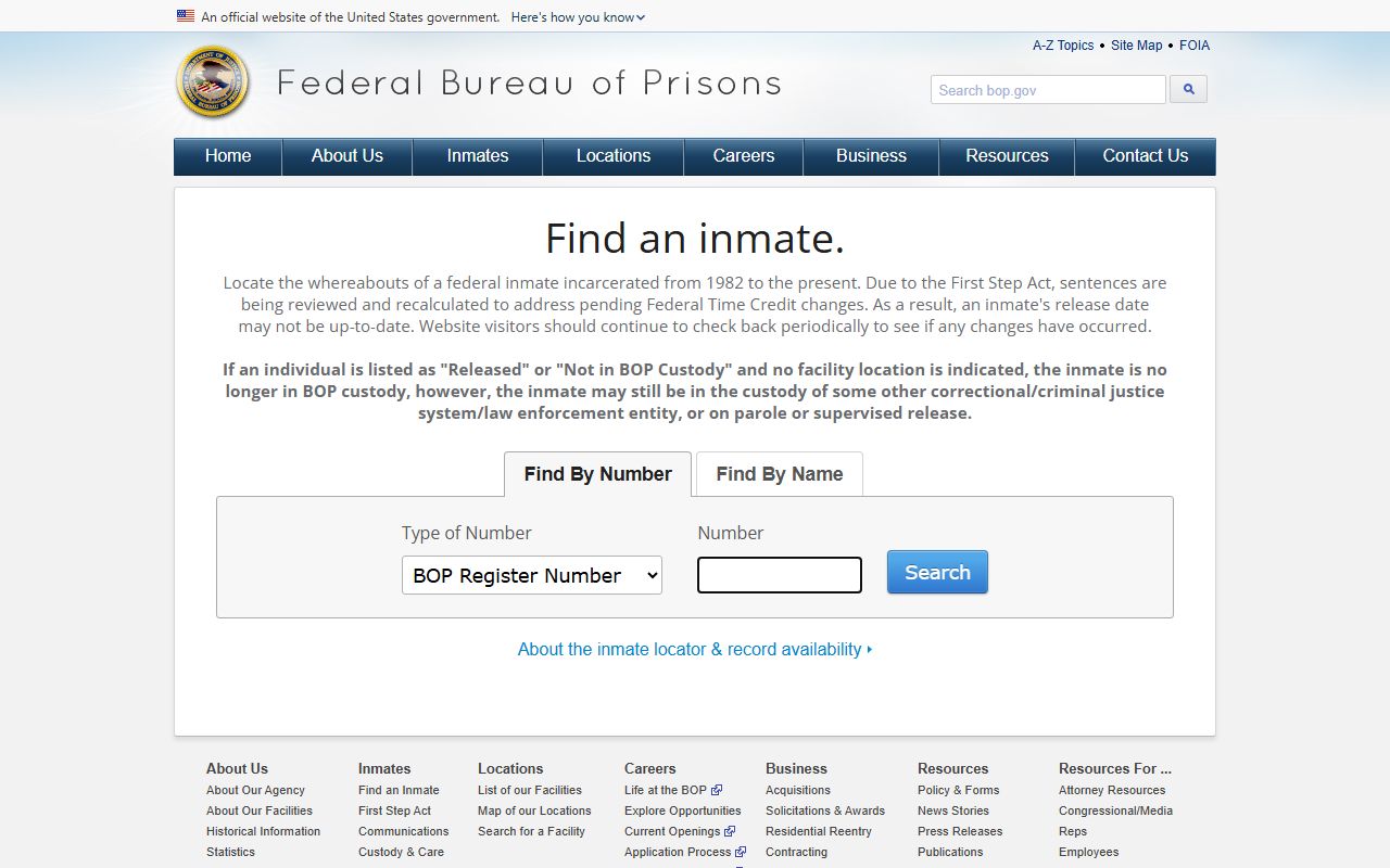Anderson County inmate records federal inmate locator source