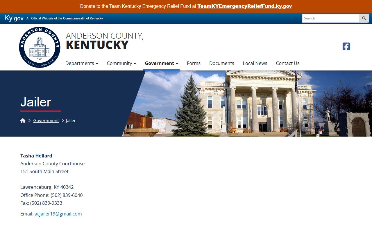 Anderson County inmate search official jailer page