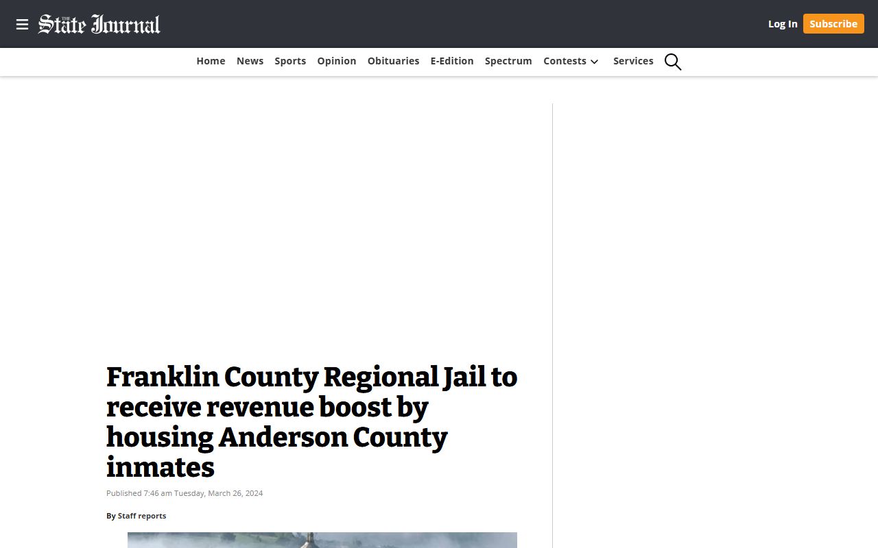 Anderson County inmate records Franklin County Regional Jail housing report
