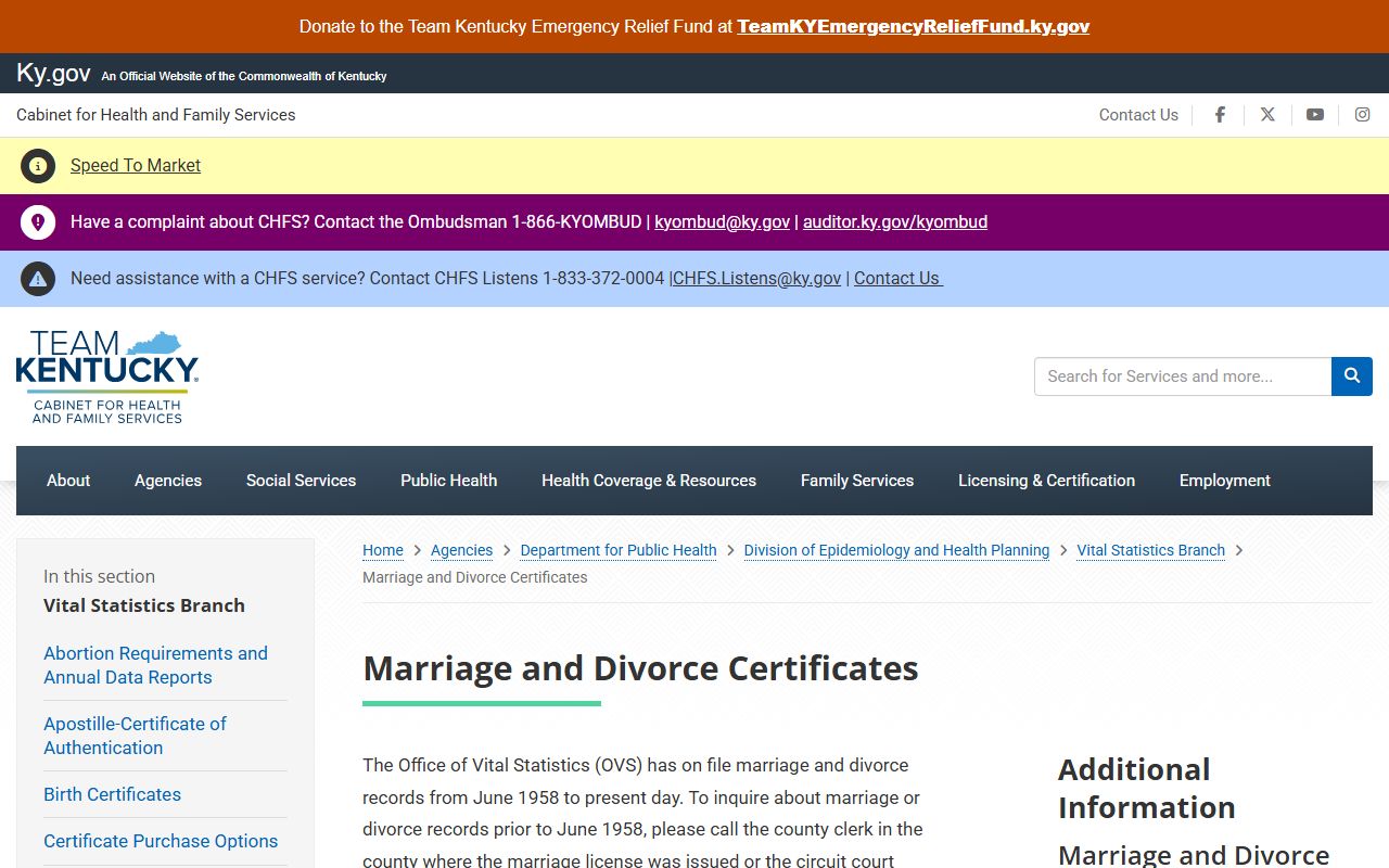 Anderson County marriage and divorce records Kentucky certificate page