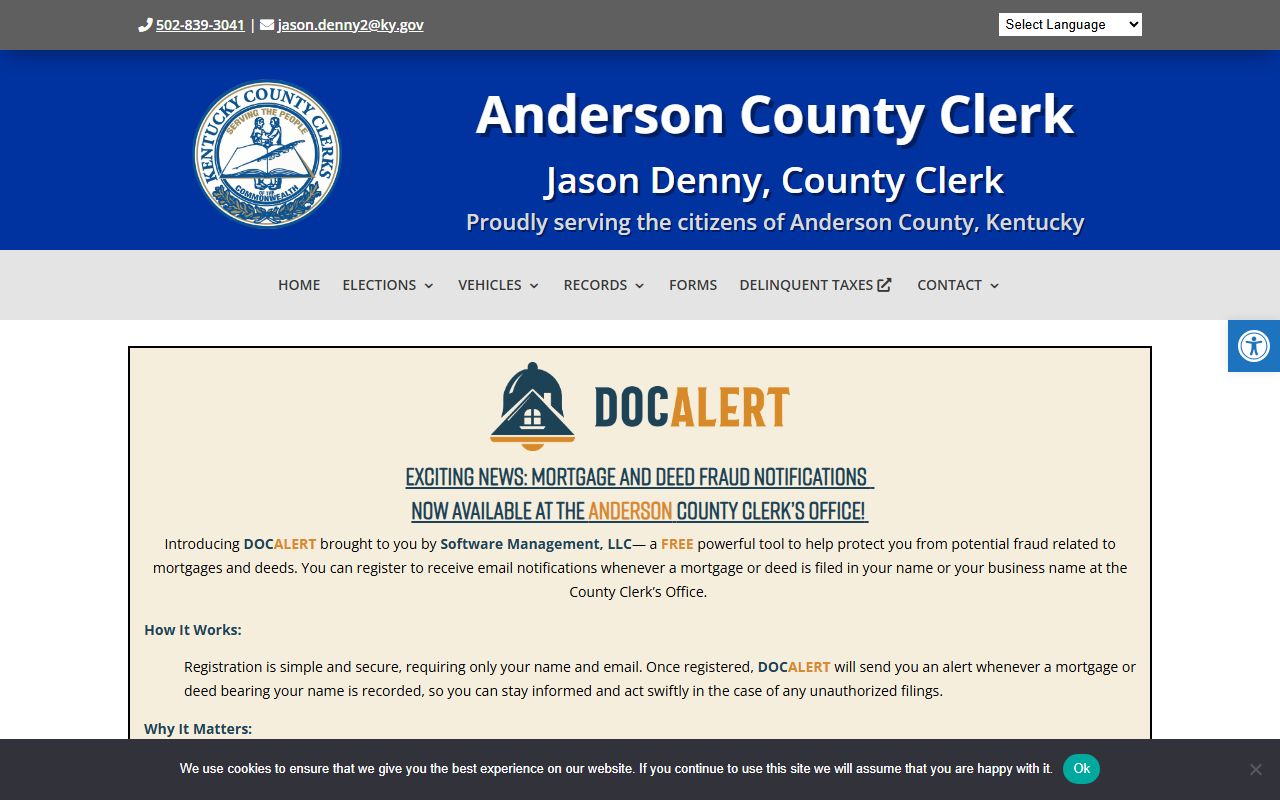 Anderson County marriage and divorce records clerk records and eCCLIX coverage