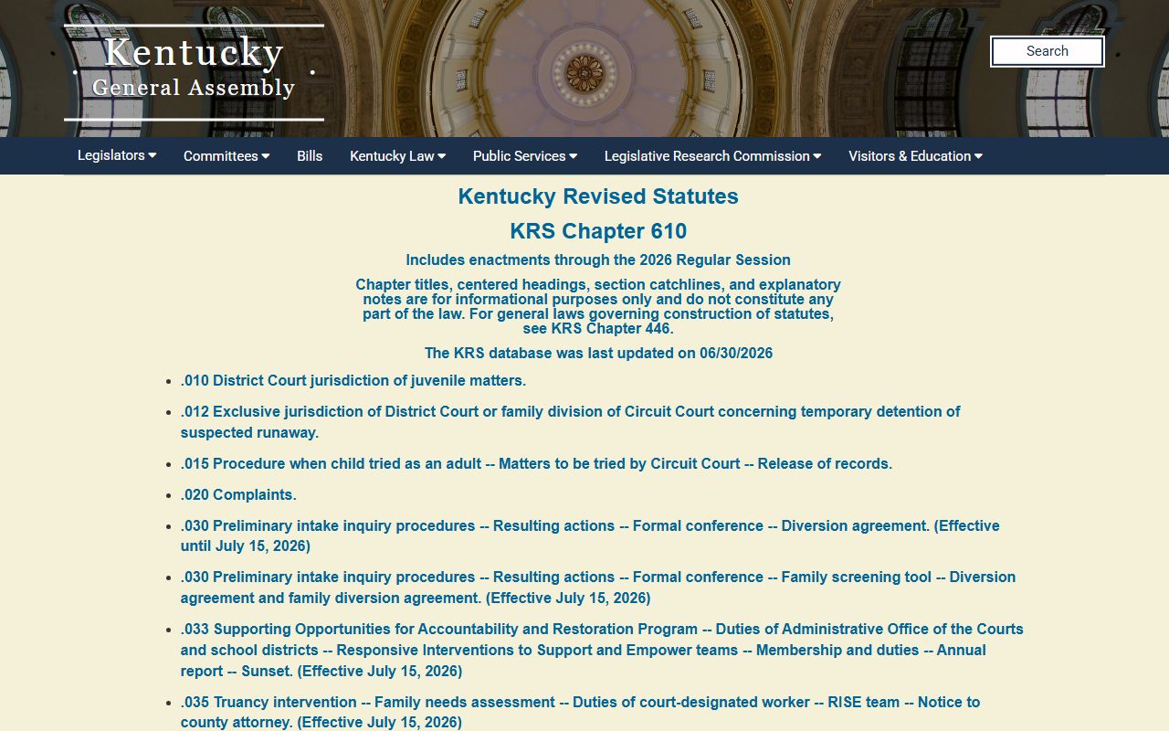 Anderson County probate records Kentucky juvenile confidentiality statute reference