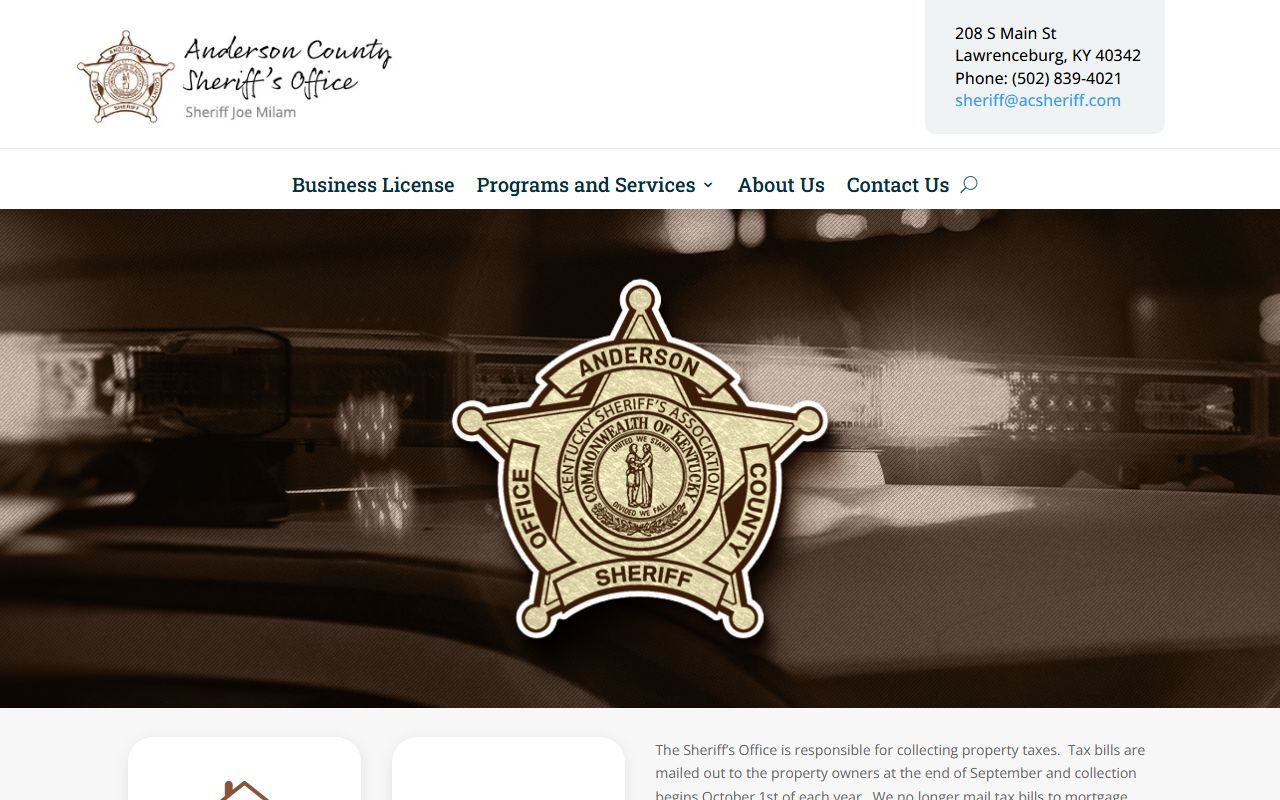 Anderson County warrant records sheriff department website